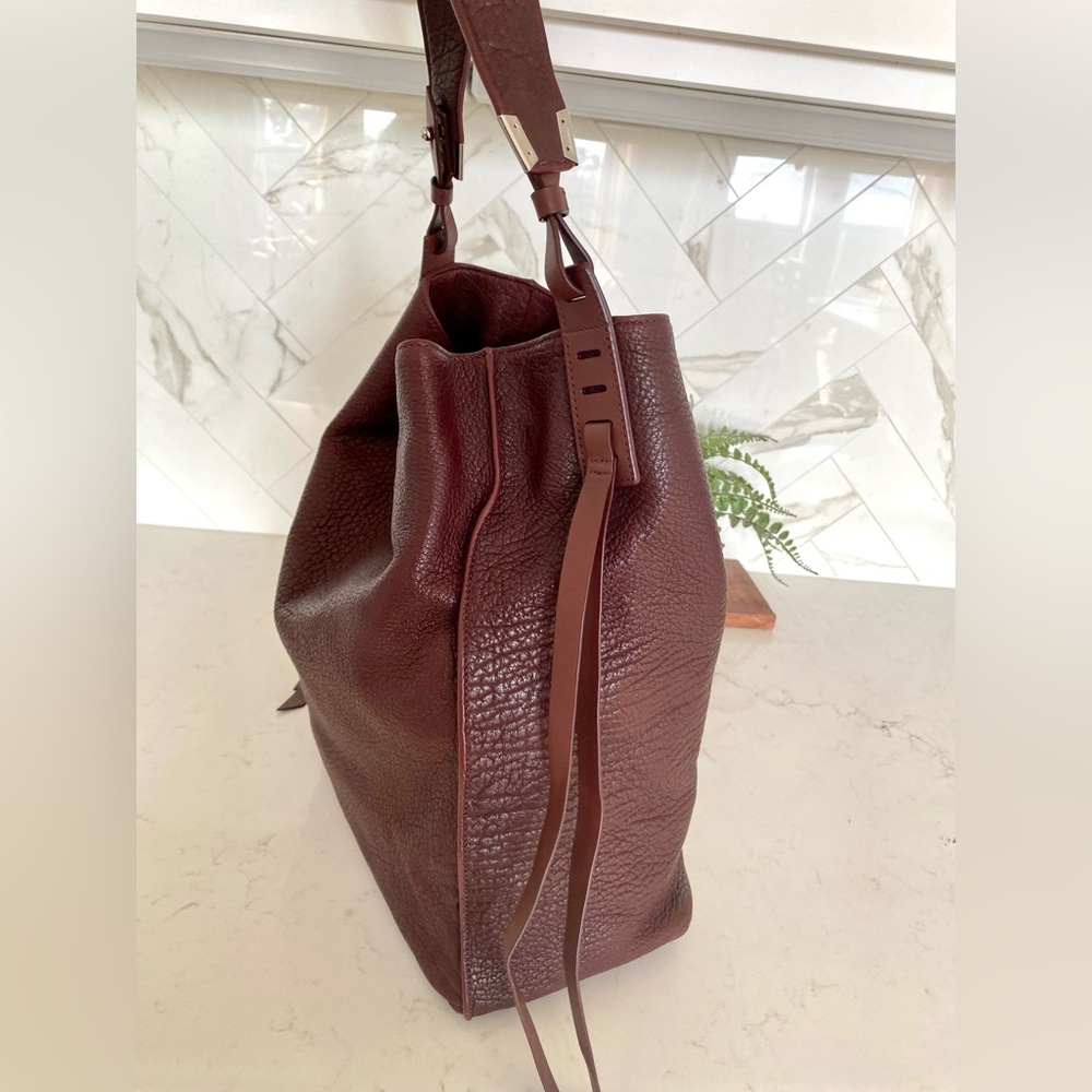 All Saints Burgundy Leather Vincent North Tote Bag - Picture 4 of 13
